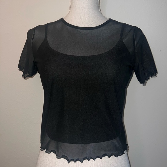 Black Sheer Mesh Top - Picture 4 of 6
